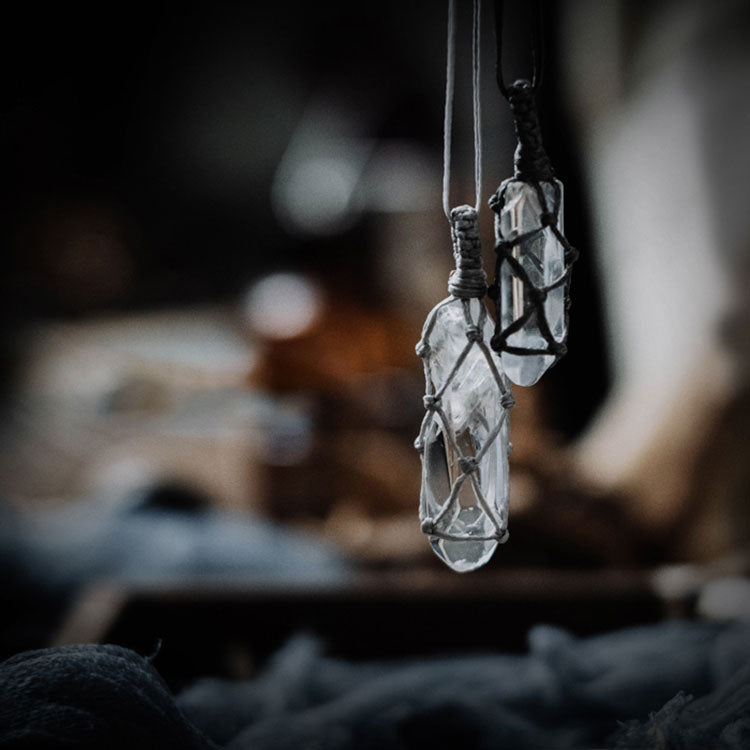 【Ice Prism】White Crystal Spider Web Necklace