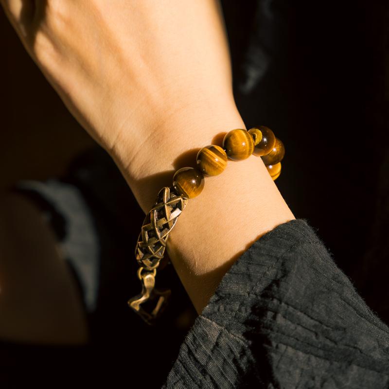 【Rock Veins of Western Tibet】Lightning Pattern Yellow Tiger's Eye Stone Bracelet
