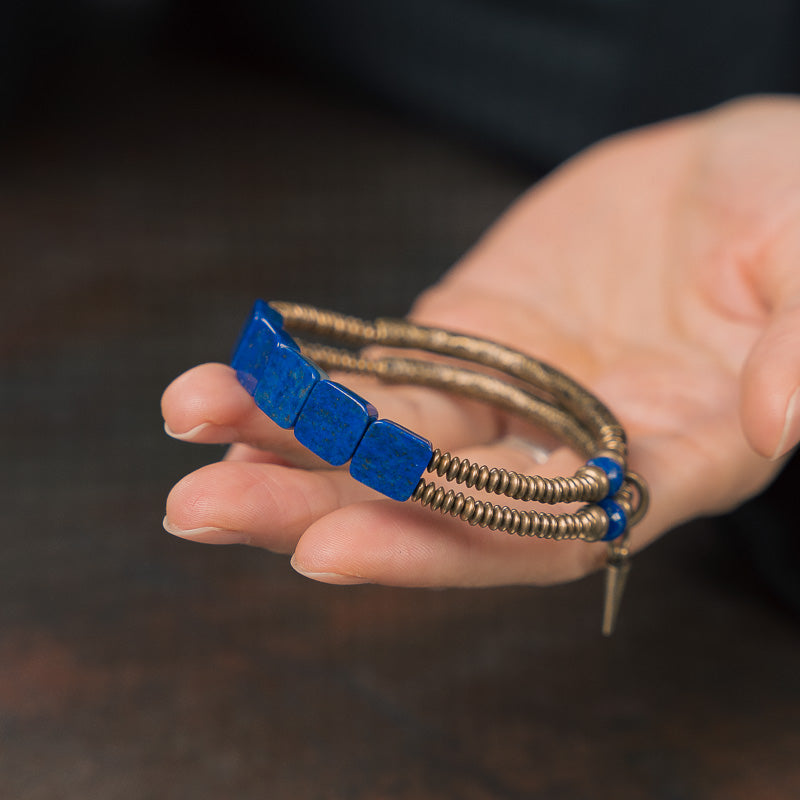 【Frozen Lake Night Pattern】Lapis Lazuli/Bronze Bracelet