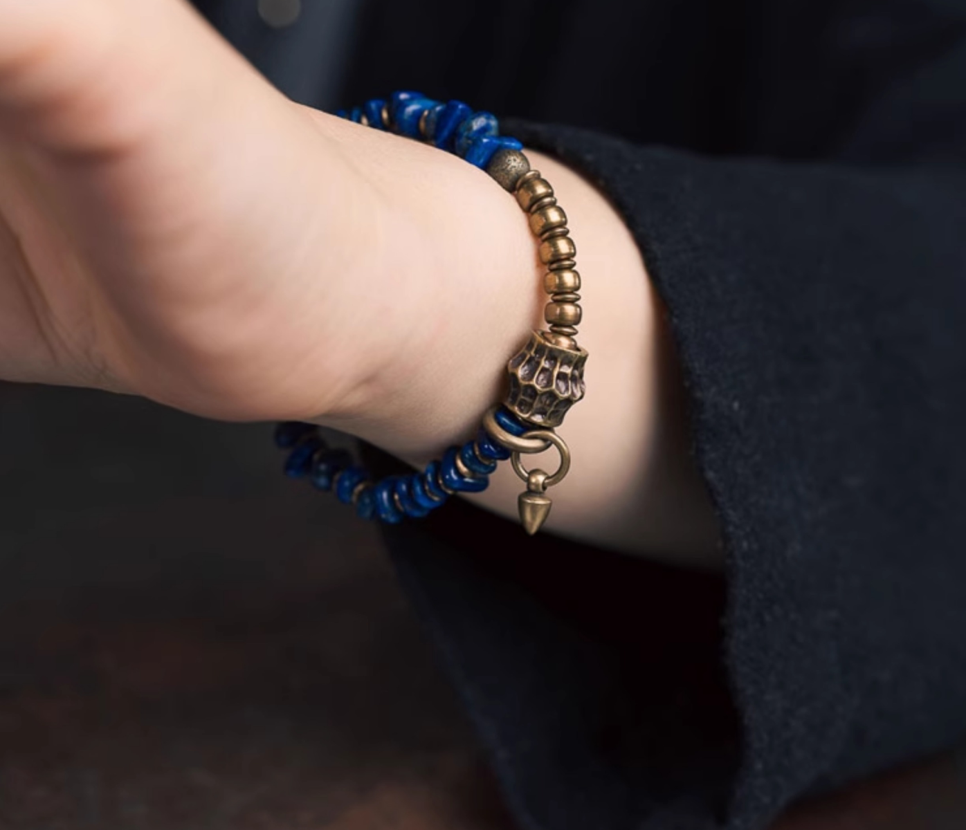 【Physical Aesthetics in the Earth's Veins】Lapis Lazuli/Bronze Bracelet