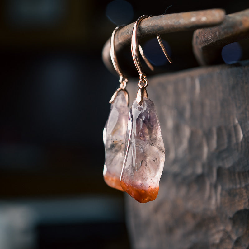 【Shuang Yin Silver Bone】Aurora Crystal Earrings