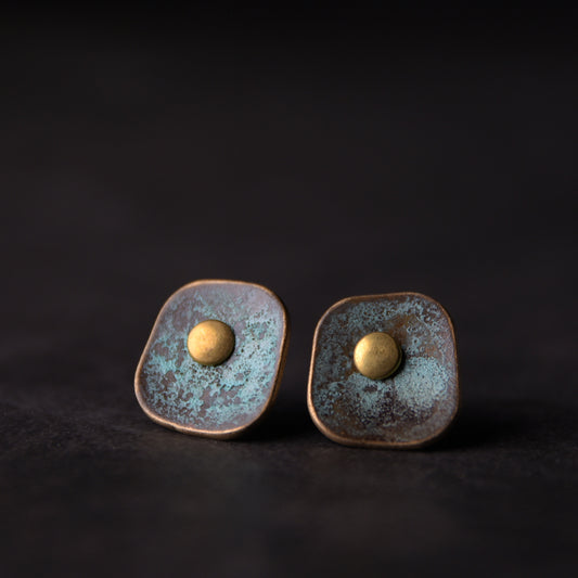 【the Renaissance】Bronze Silver Meteor Forged Earrings