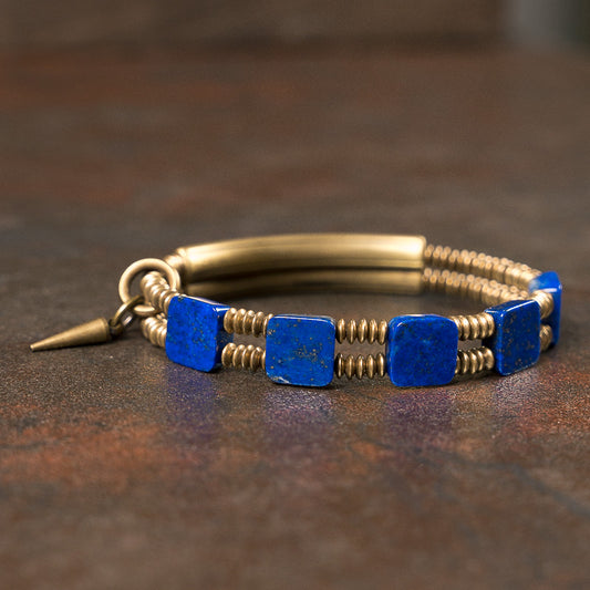 【Frozen Lake Night Pattern】Lapis Lazuli/Bronze Bracelet