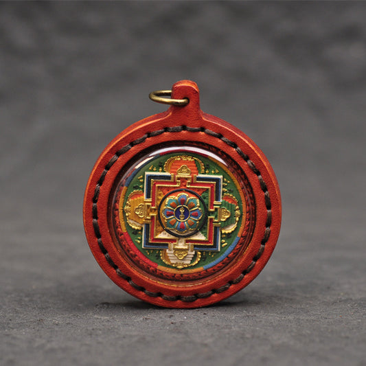 【Soul hand painting】Tibetan hand painted diamond pestle Mandala Pendant