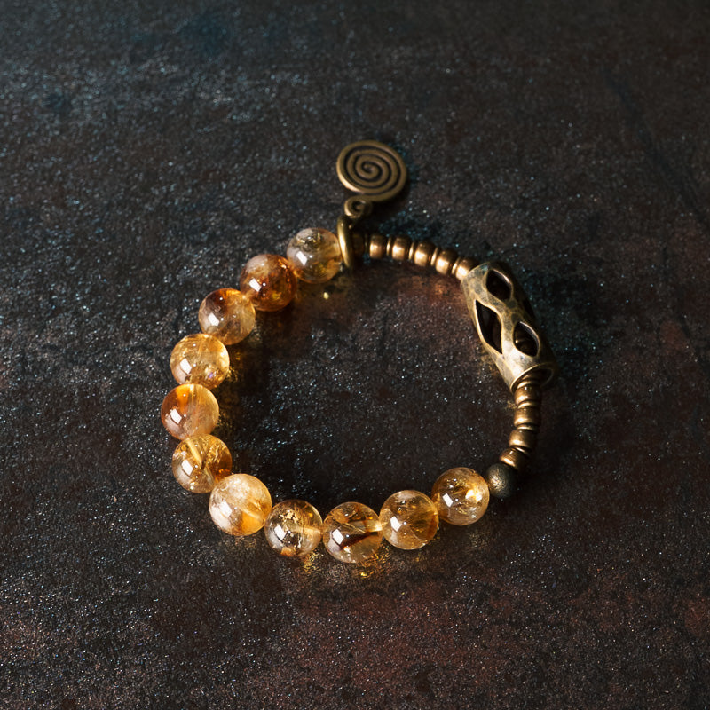 【Sunlight on the Earth's Navel】Citrine / Bronze Bracelet