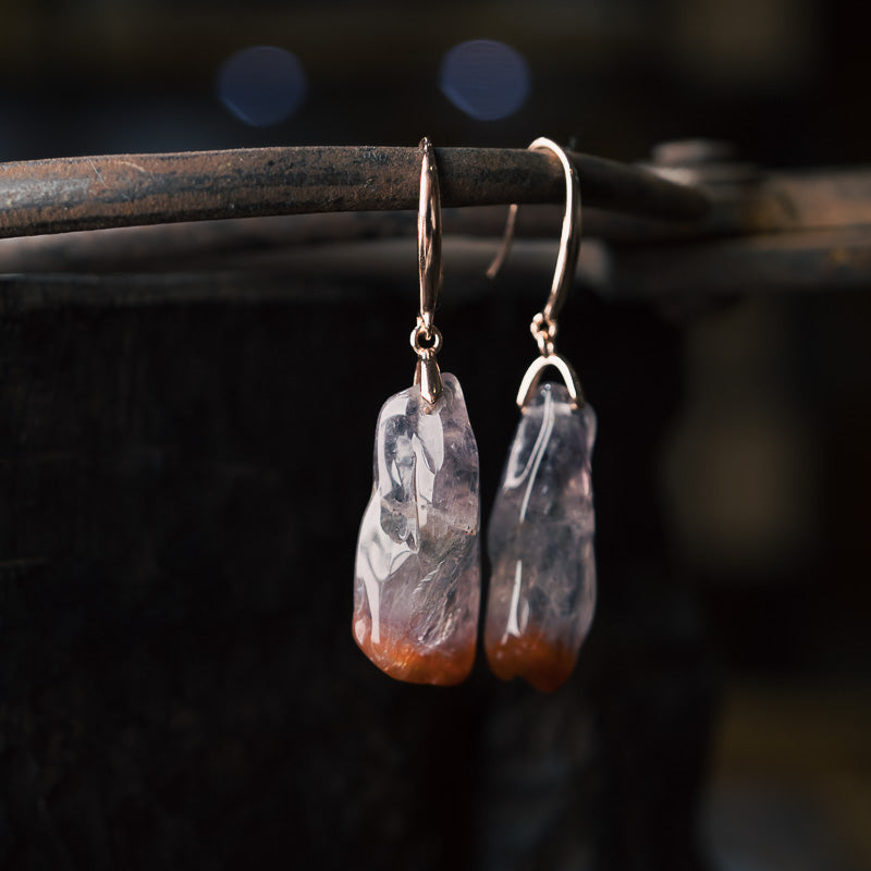 【Shuang Yin Silver Bone】Aurora Crystal Earrings