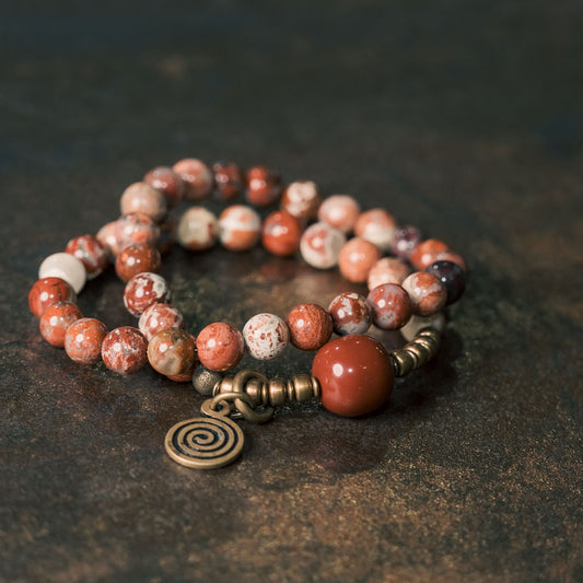 【Zhumai Shuangrong】Flower Red Stone/Agate Bracelet