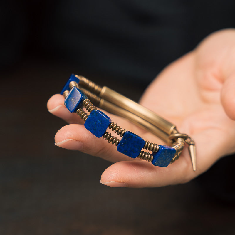 【Frozen Lake Night Pattern】Lapis Lazuli/Bronze Bracelet