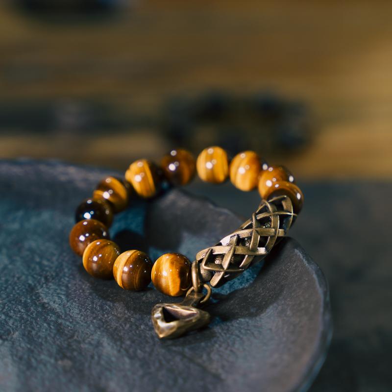 【Rock Veins of Western Tibet】Lightning Pattern Yellow Tiger's Eye Stone Bracelet
