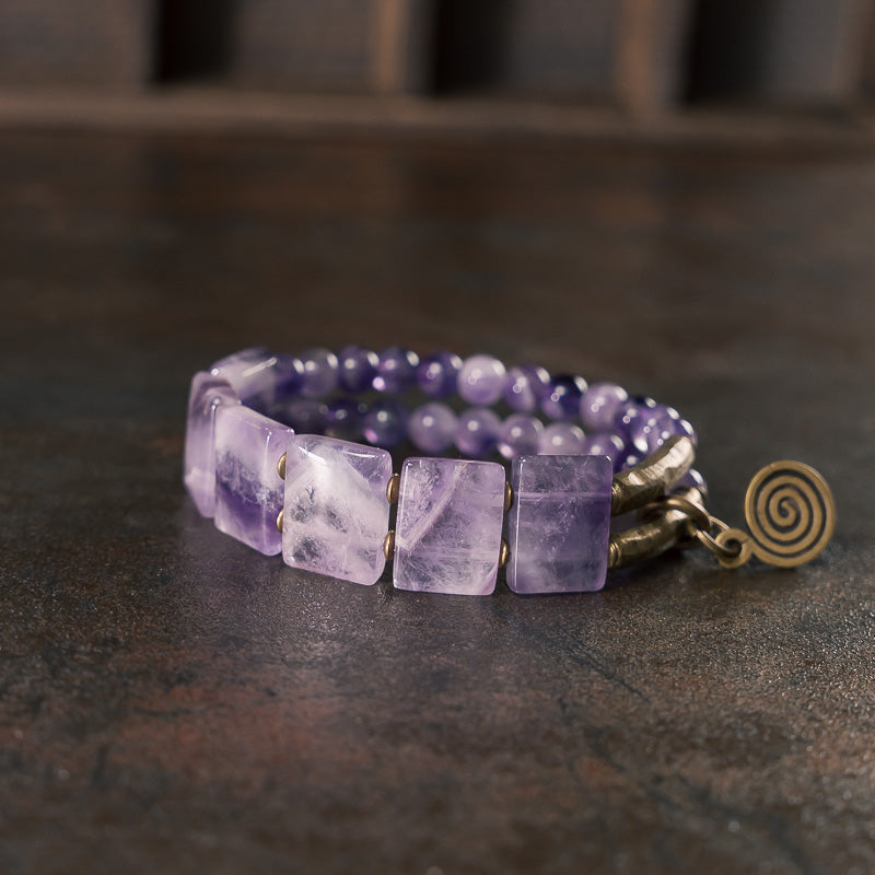 【Tibetan Snow Gaze】Amethyst/Bronze Bracelet