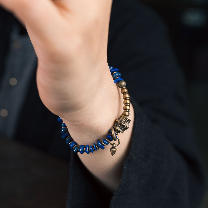 【Physical Aesthetics in the Earth's Veins】Lapis Lazuli/Bronze Bracelet