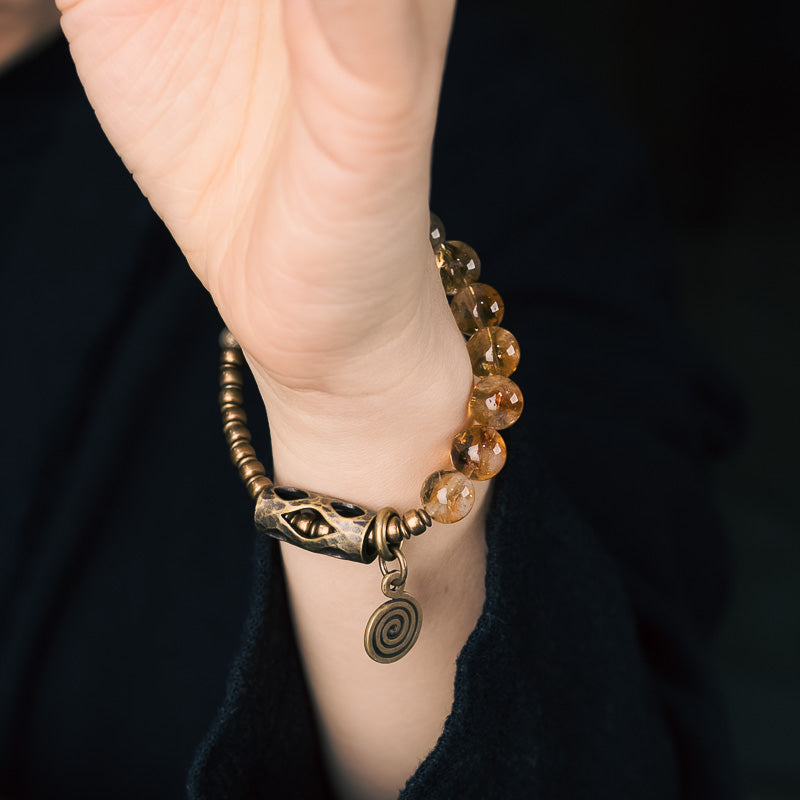 【Sunlight on the Earth's Navel】Citrine / Bronze Bracelet