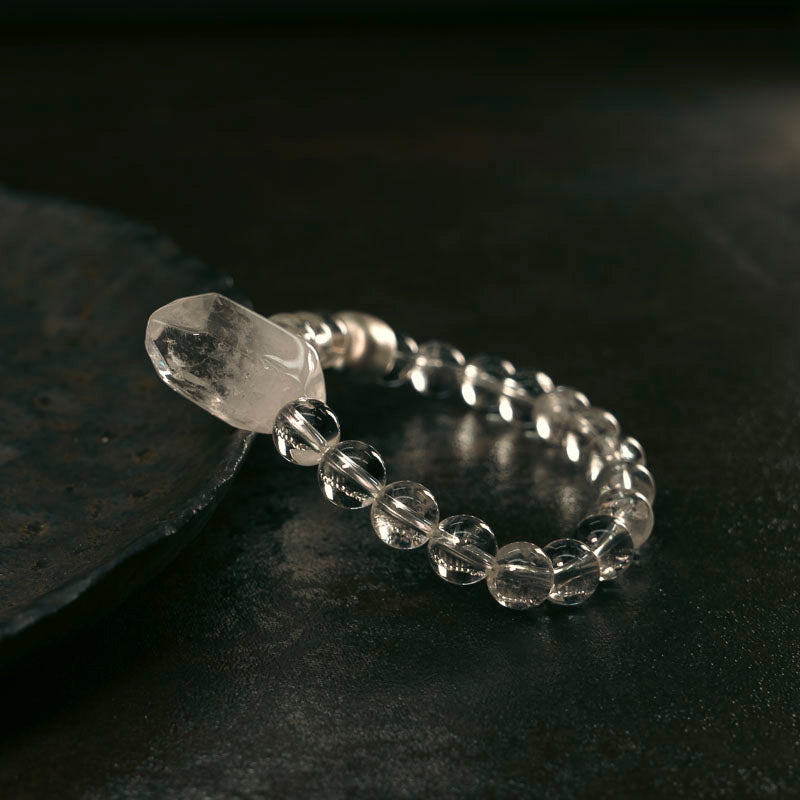 【Glacier Code】White Crystal / Bronze Bracelet