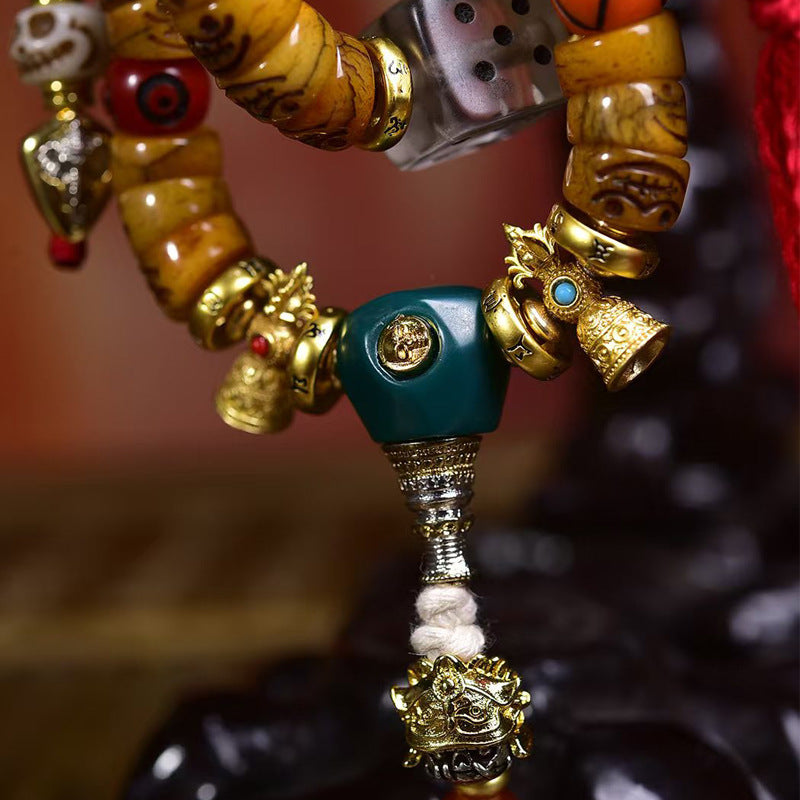 【Tibetan Beads Flame Spring】Carved Agate 108 Bead Pendant