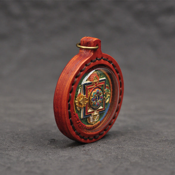 【Soul hand painting】Tibetan hand painted diamond pestle Mandala Pendant