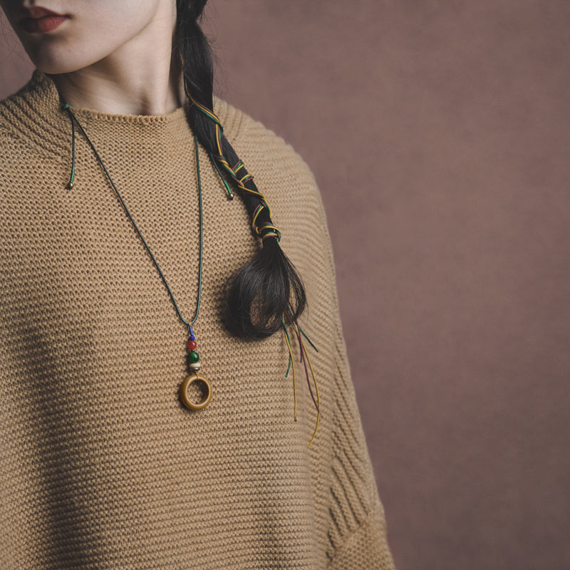 【Pulse of the Wilderness】Tibetan Gobi Jade / Grass Jade Necklace