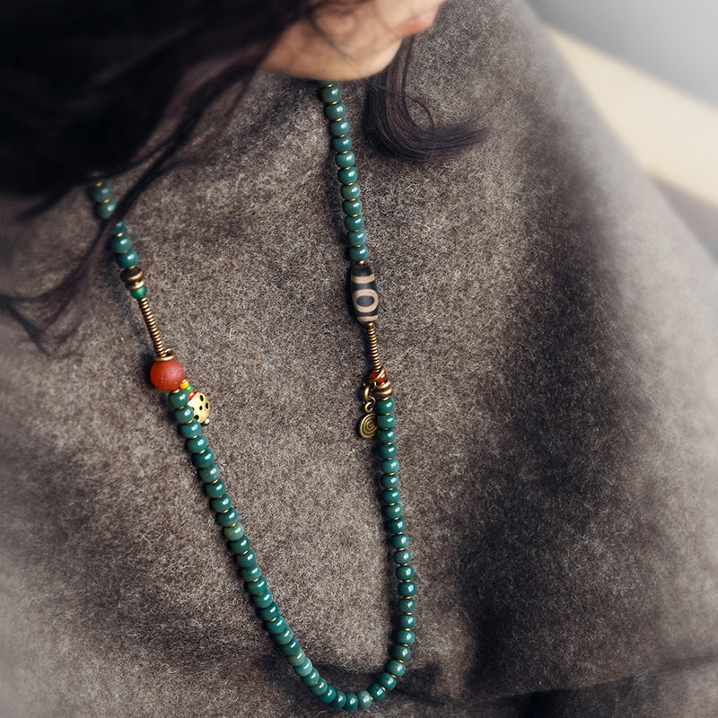 【Tibetan Yin Wheel】Green Shade Bodhi Root Mala
