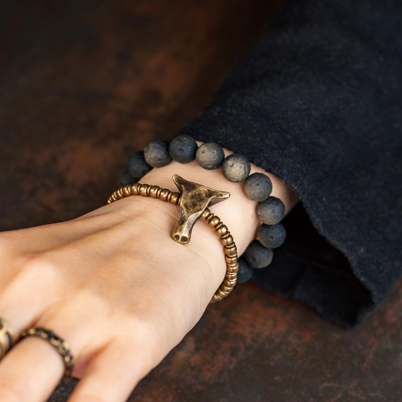 【Molten Gold Rift】Obsidian/Bronze Bracelet &nbsp;