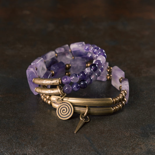 【Tibetan Snow Gaze】Amethyst/Bronze Bracelet