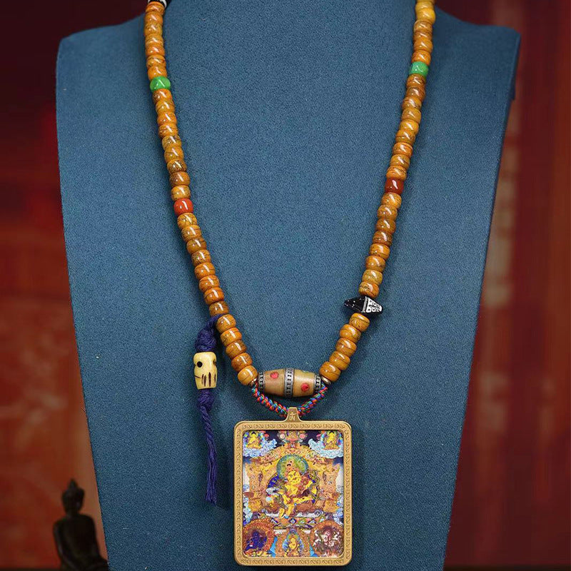 【Five Wealth Gods】Beaded Necklace with 108 yak bone beads