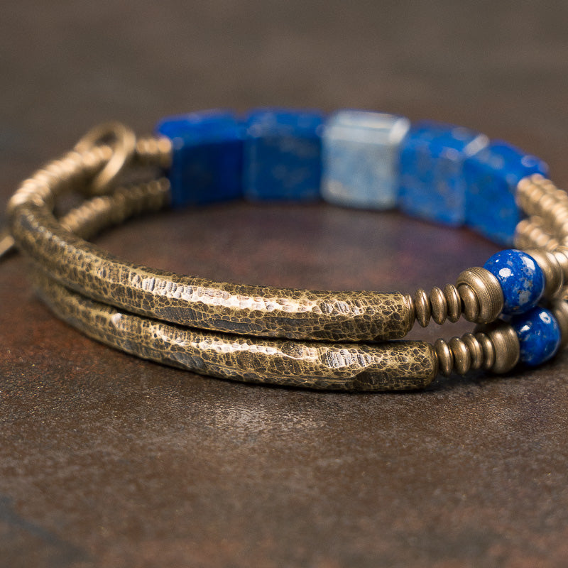 【Frozen Lake Night Pattern】Lapis Lazuli/Bronze Bracelet