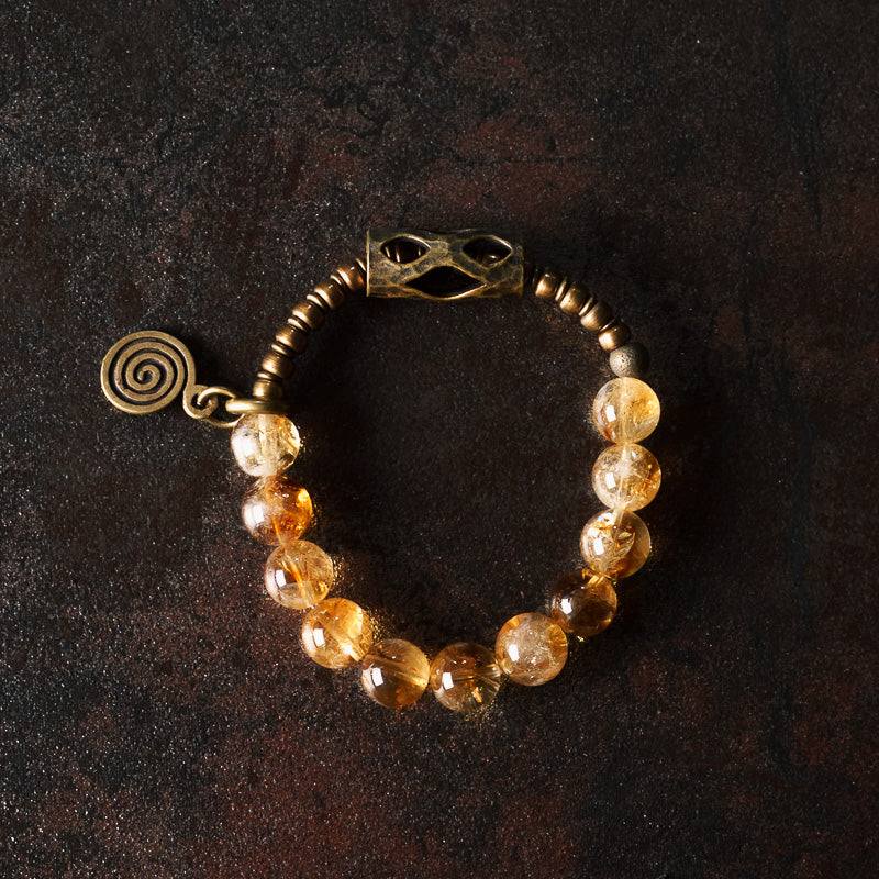 【Sunlight on the Earth's Navel】Citrine / Bronze Bracelet