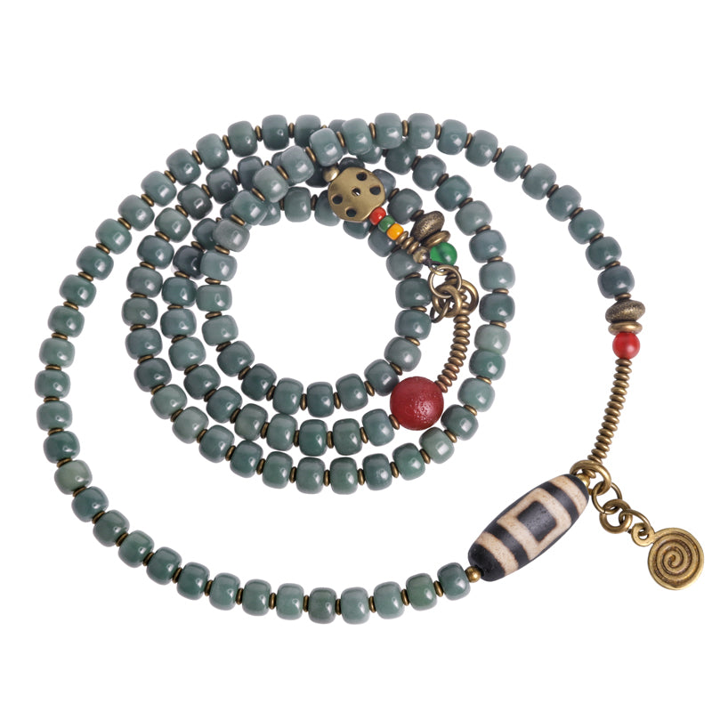 【Tibetan Yin Wheel】Green Shade Bodhi Root Mala