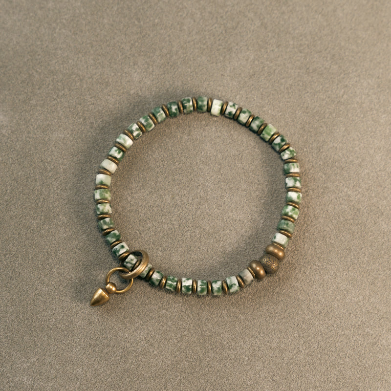 【 Abyssal Starlight】Blue-Green Spotted Stone / Bronze Bracelet
