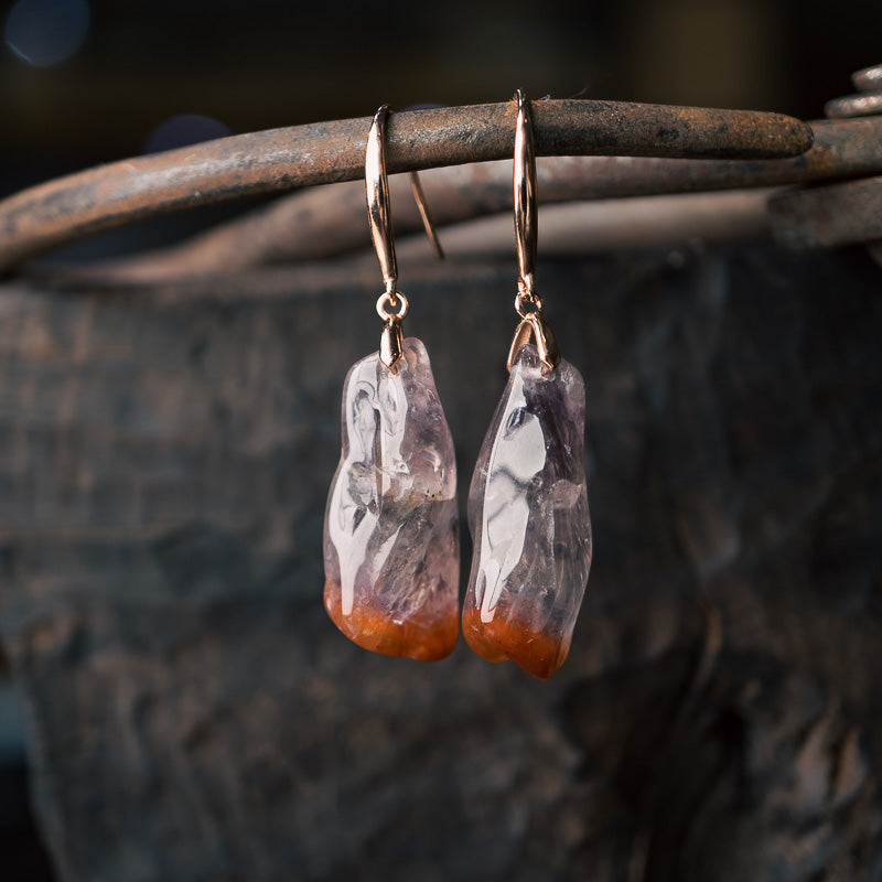 【Shuang Yin Silver Bone】Aurora Crystal Earrings