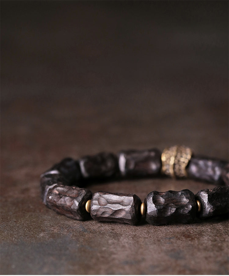 【Wood and Bronze Coordination】Black Ebony / Bronze Bracelet