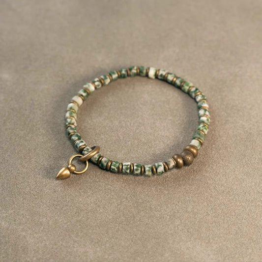 【 Abyssal Starlight】Blue-Green Spotted Stone / Bronze Bracelet